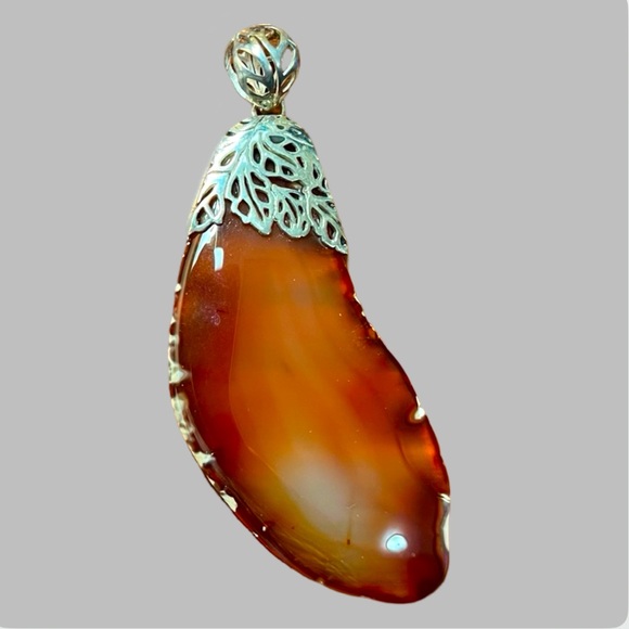 ‼️💥PRICE DROP ☄️ Beautiful Large Sterling Silver Pendant Carnelian Agate stone - Picture 11 of 11